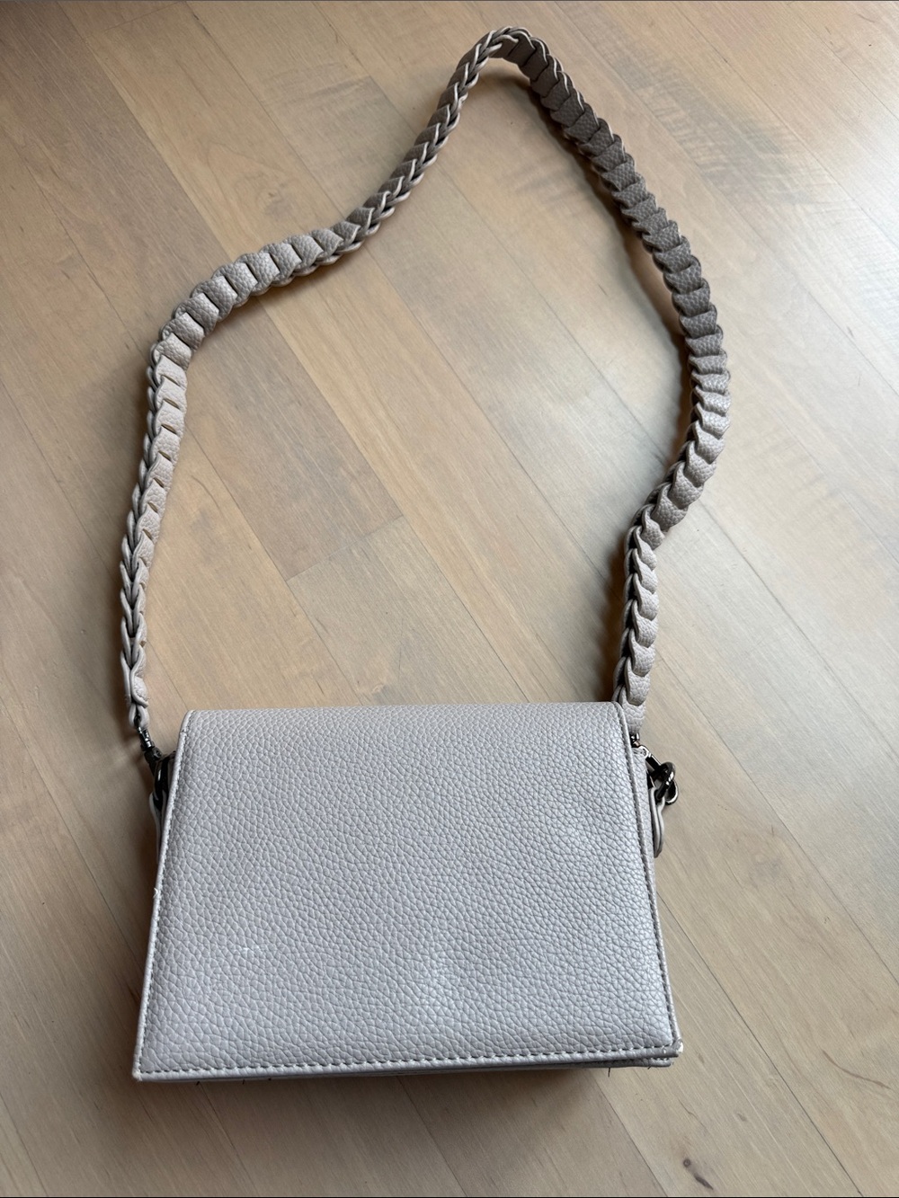 Textured Small Crossbody Bag in Light Gray